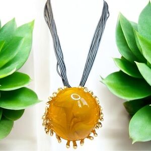 Amber Marbled Acrylic Statement Necklace